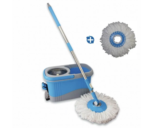 Комплект швабры с системой двойной центрифуги - полоскания и отжима TURBO MOP PRO Easy Wring